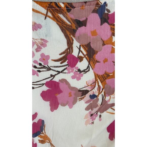 ASOS V Neck Lace Chiffon Floral Midi Tea Dress Womens Size 4 New Cream Pink - Picture 10 of 14